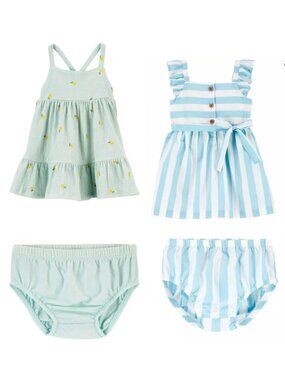 Like New Baby Girl Spring Summer Lemon Stripe Dresses Bundle Size 6 Months